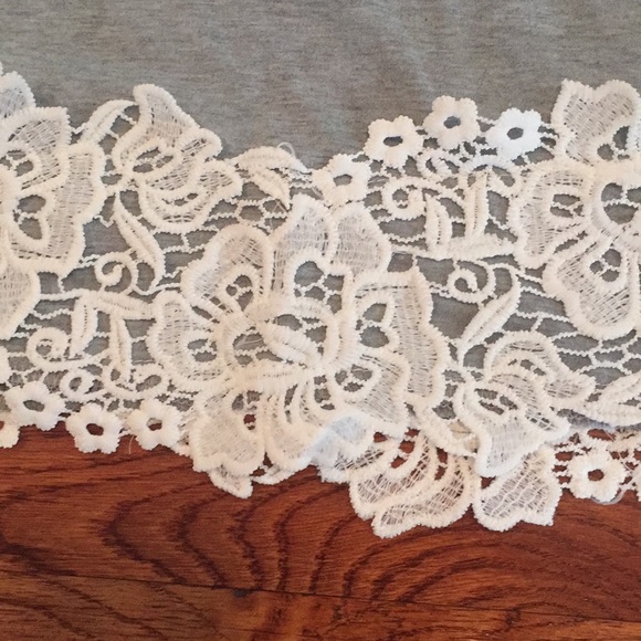 π HOST PICK π NWOT Grey Tee with lace accents - Picture 2 of 3